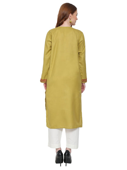 Kashmir Gallery Kashmiri Kurti for Women Cotton Kurti with Embroidery Long A Line Kurtis with Charming Embroidery