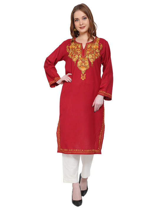 Kashmir Gallery Kashmiri Kurti for Women Cotton Kurti with Embroidery Long A Line Kurtis with Charming Embroidery (Copy)