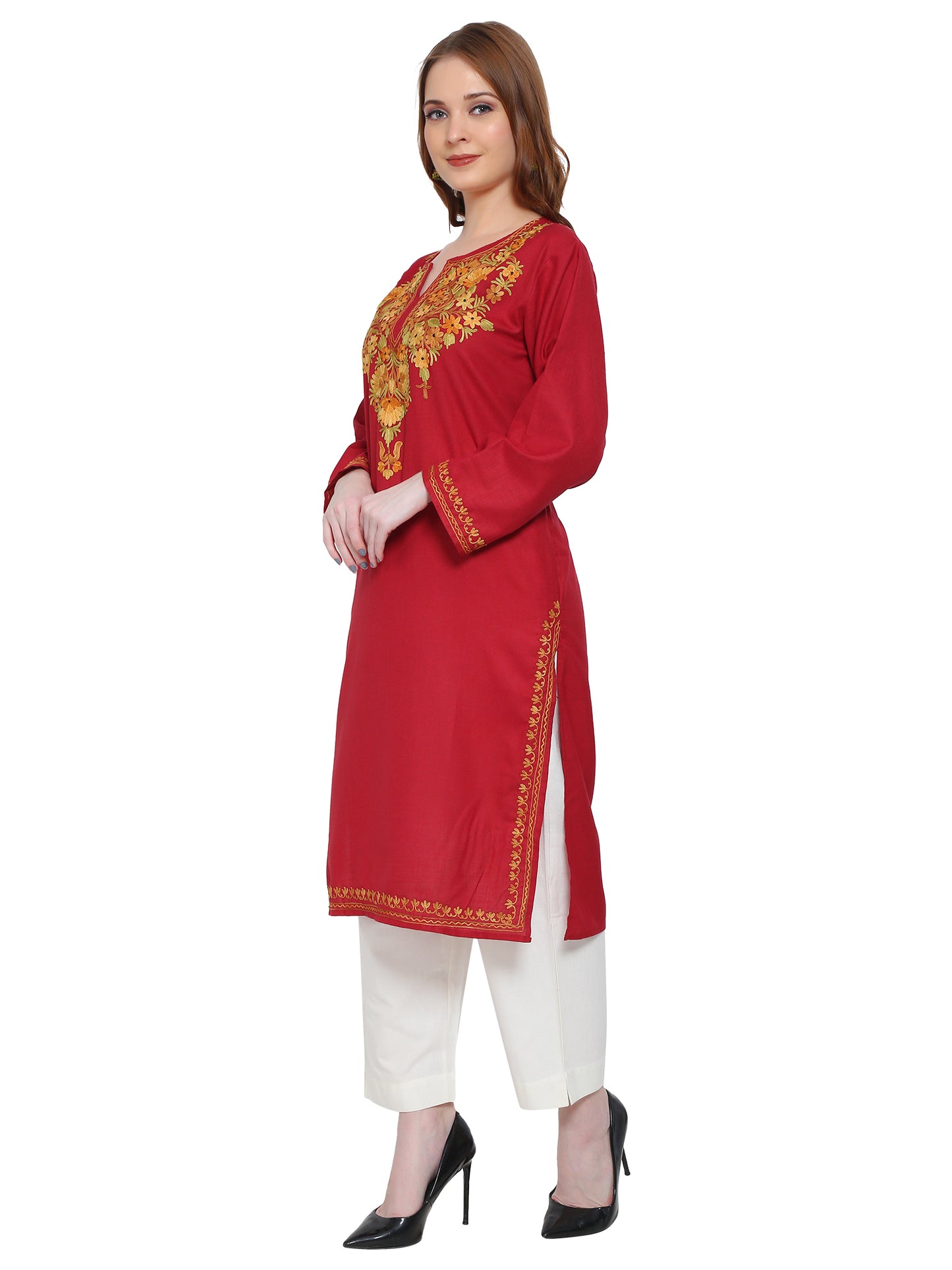 Kashmir Gallery Kashmiri Kurti for Women Cotton Kurti with Embroidery Long A Line Kurtis