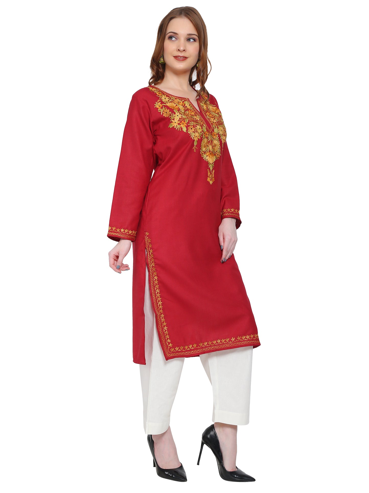 Kashmir Gallery Kashmiri Kurti for Women Cotton Kurti with Embroidery Long A Line Kurtis