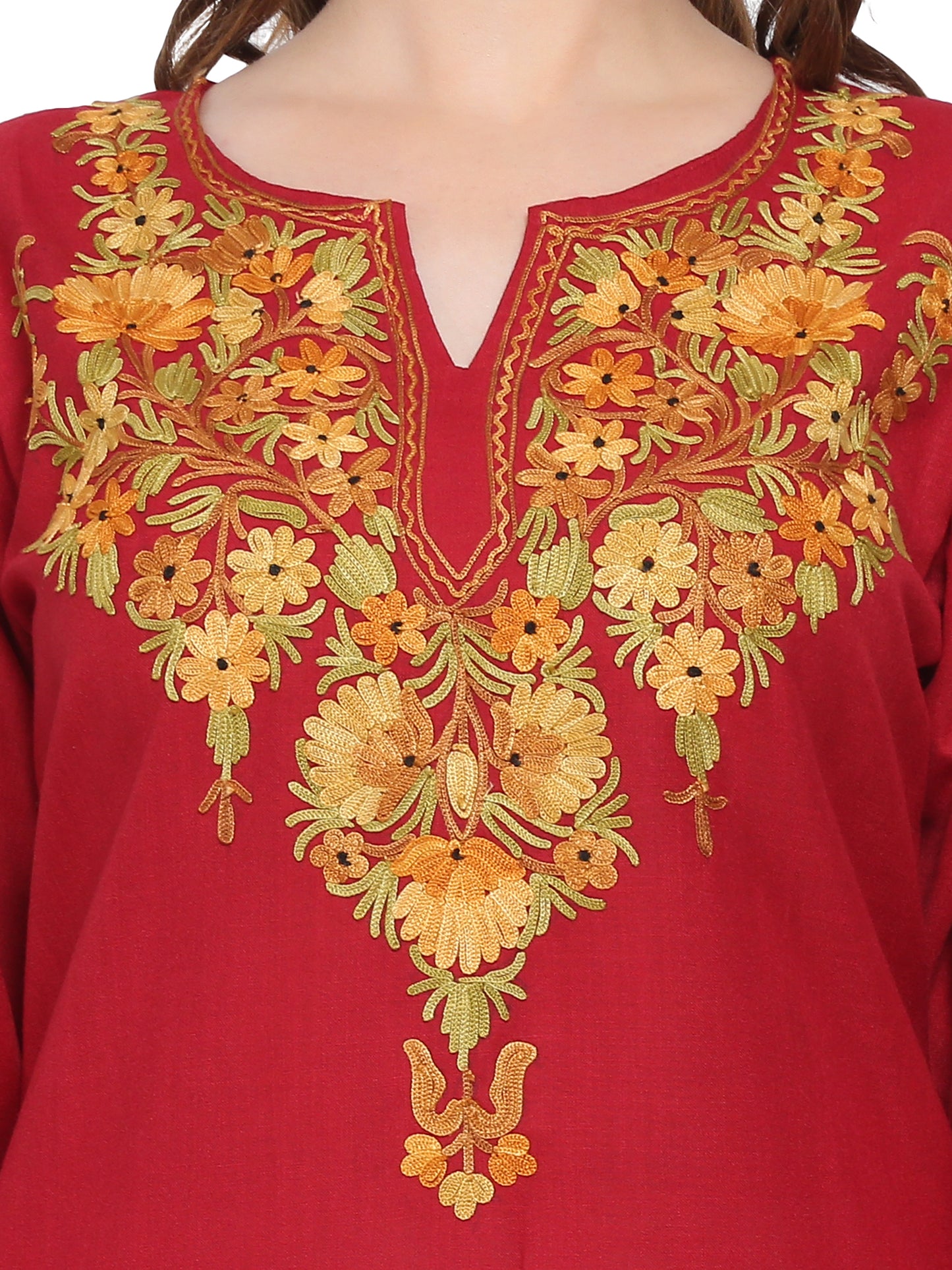 Kashmir Gallery Kashmiri Kurti for Women Cotton Kurti with Embroidery Long A Line Kurtis