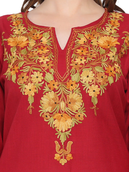 Kashmir Gallery Kashmiri Kurti for Women Cotton Kurti with Embroidery Long A Line Kurtis