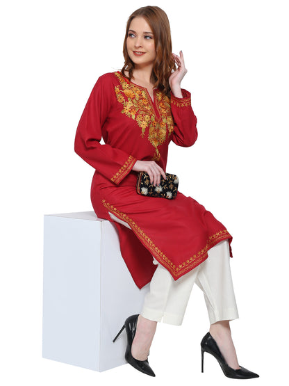 Kashmir Gallery Kashmiri Kurti for Women Cotton Kurti with Embroidery Long A Line Kurtis