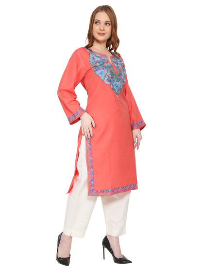 Kashmir Gallery Kashmiri Kurti for Women Cotton Kurti with Embroidery Long A Line Kurtis