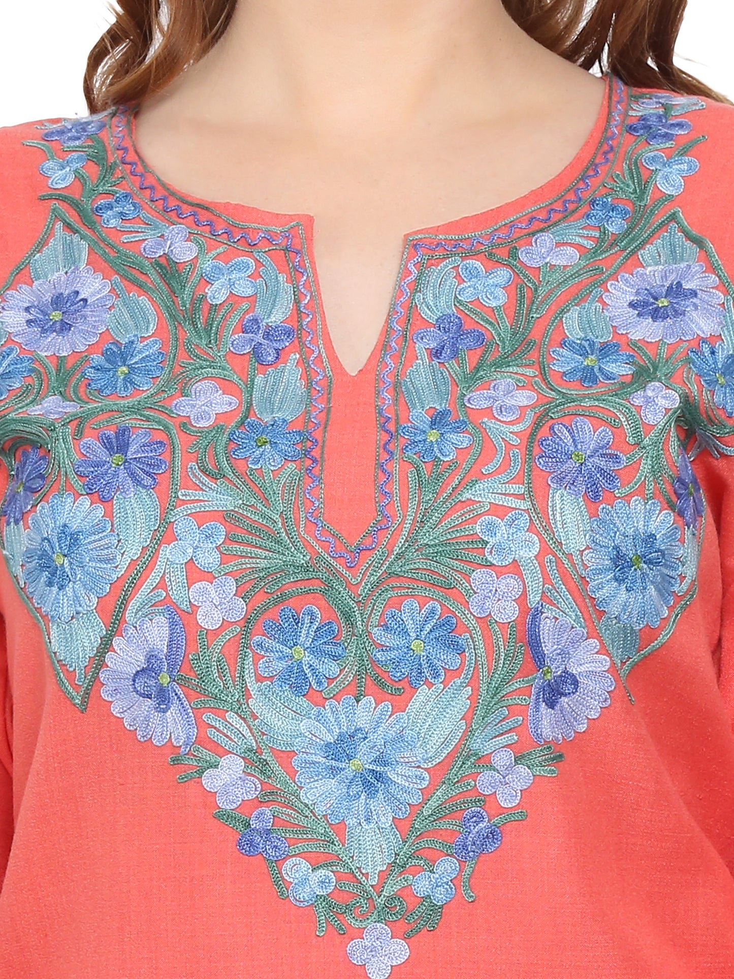 Kashmir Gallery Kashmiri Kurti for Women Cotton Kurti with Embroidery Long A Line Kurtis with Charming Embroidery