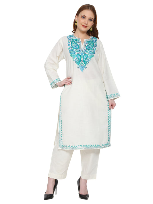 Kashmir Gallery Kashmiri Kurti for Women Cotton Kurti with Embroidery Long A Line Kurtis with Charming Embroidery