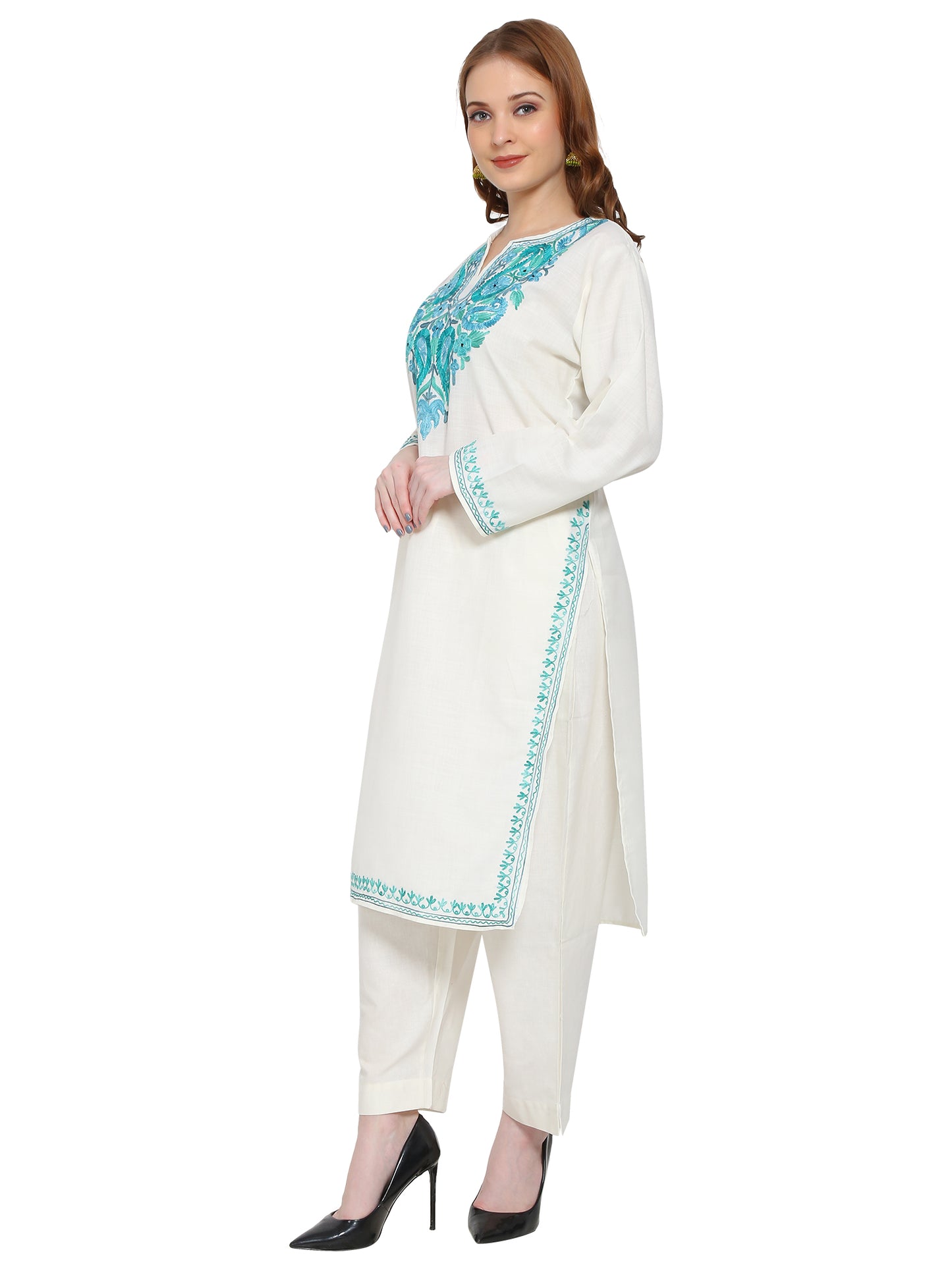Kashmir Gallery Kashmiri Kurti for Women Cotton Kurti with Embroidery Long A Line Kurtis