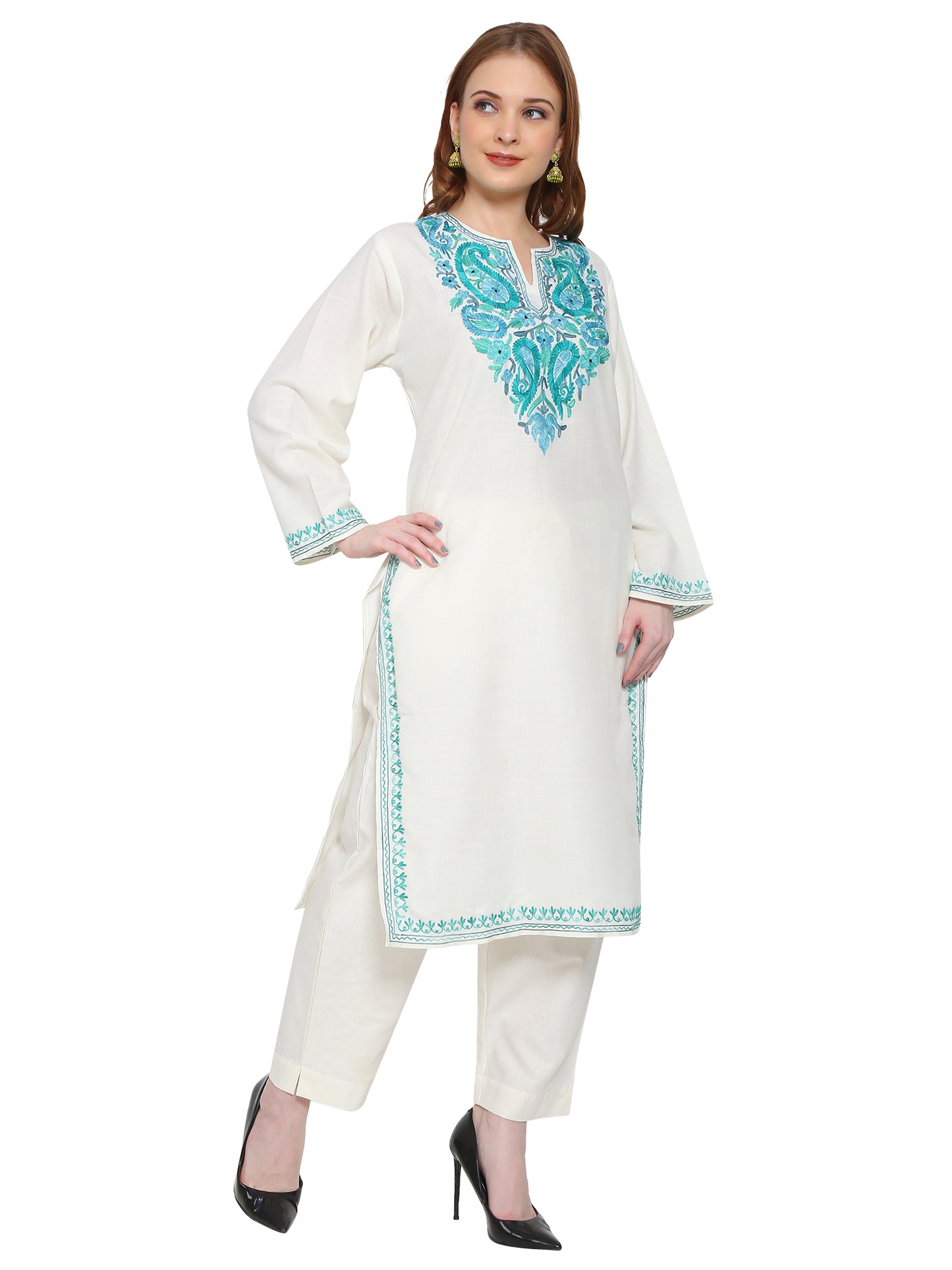 Kashmir Gallery Kashmiri Kurti for Women Cotton Kurti with Embroidery Long A Line Kurtis