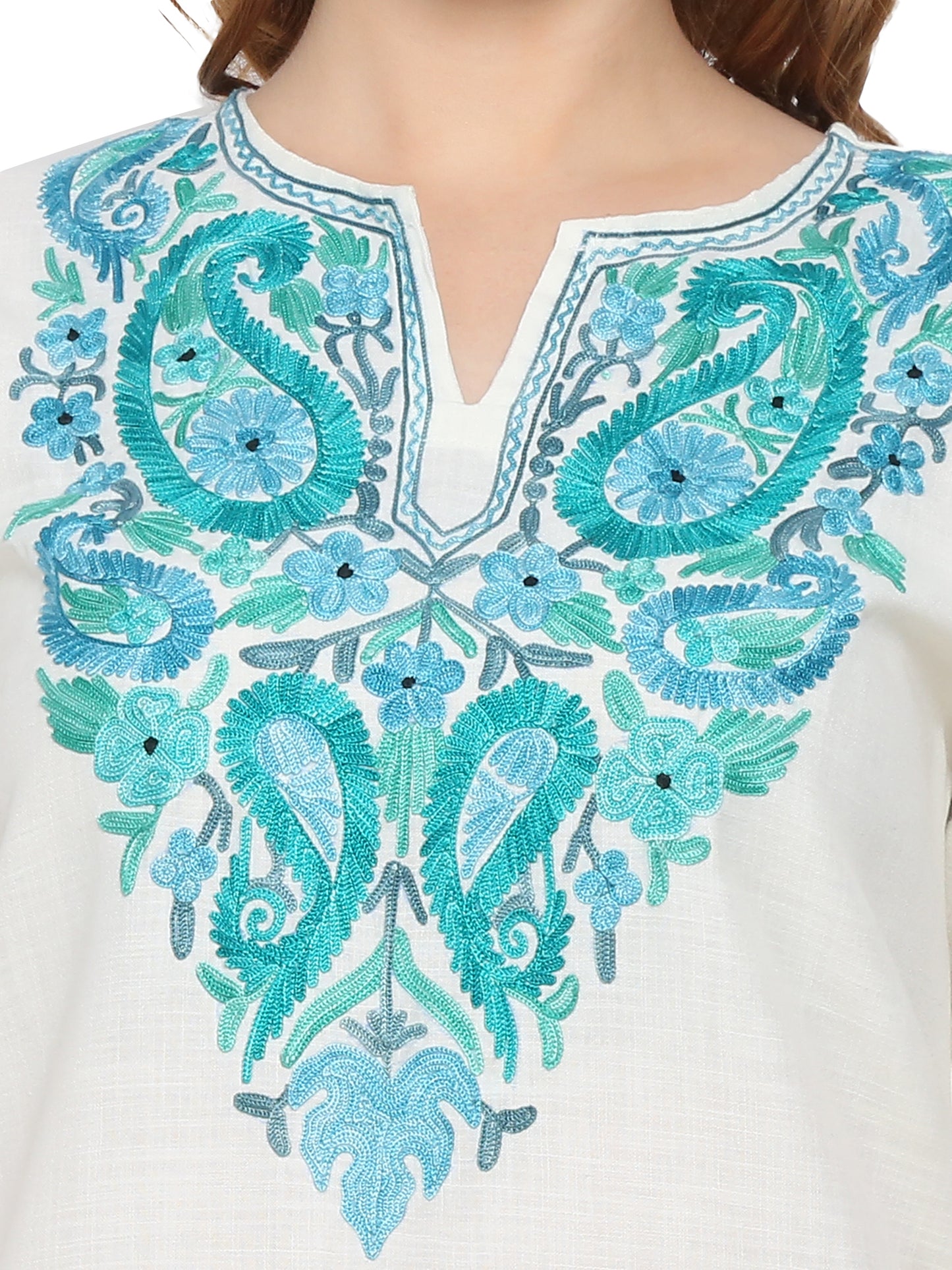 Kashmir Gallery Kashmiri Kurti for Women Cotton Kurti with Embroidery Long A Line Kurtis