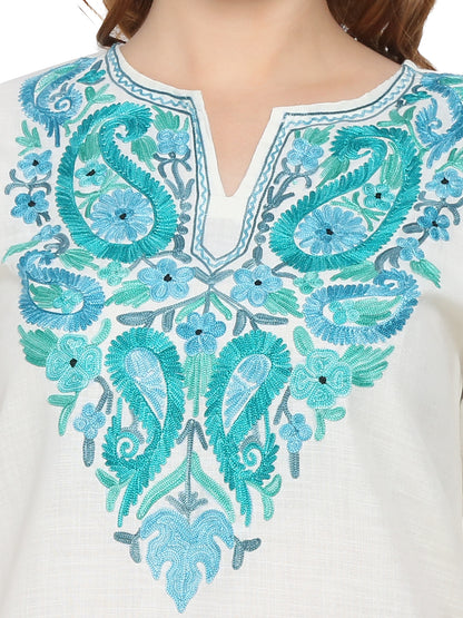 Kashmir Gallery Kashmiri Kurti for Women Cotton Kurti with Embroidery Long A Line Kurtis