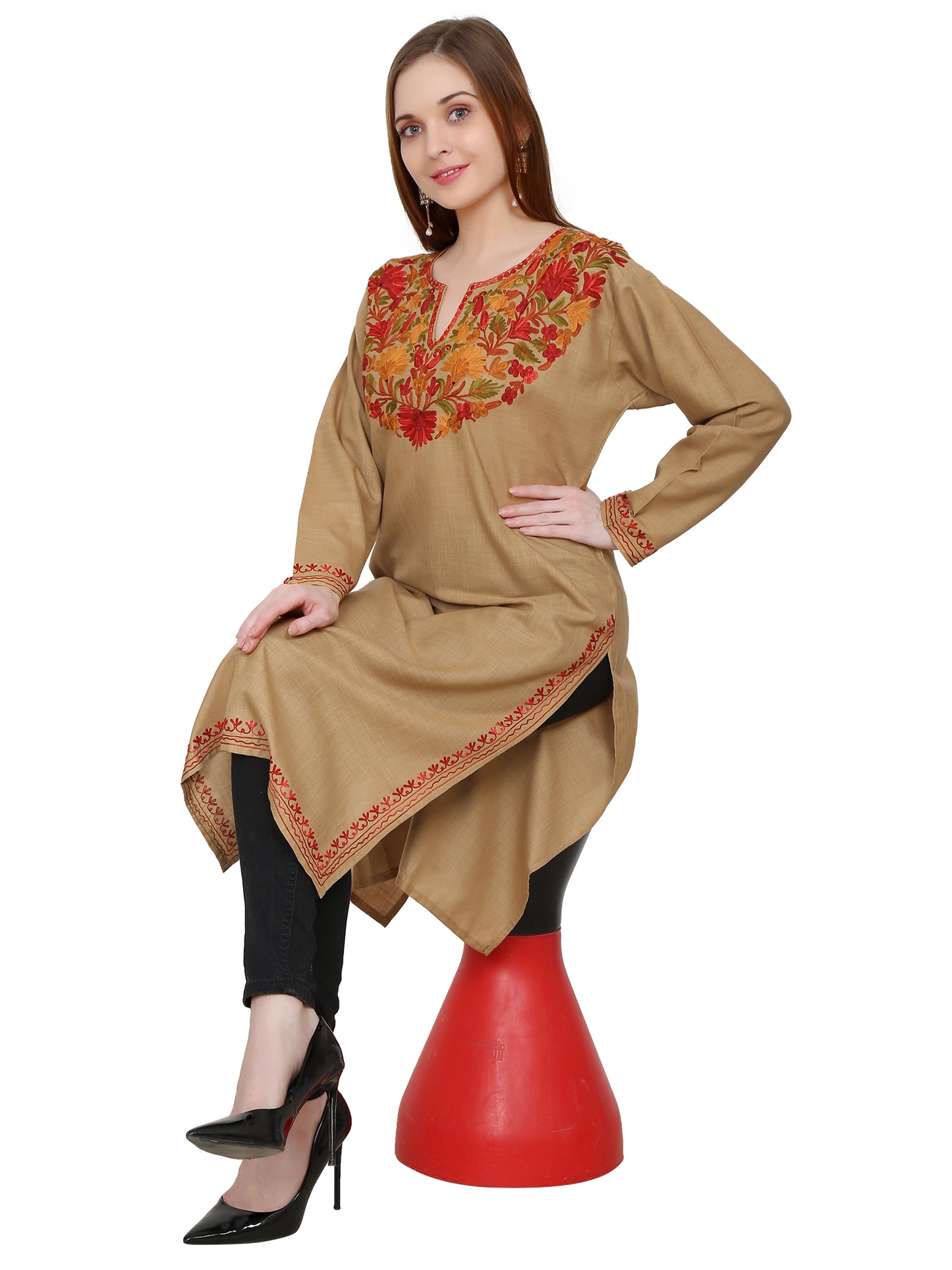 Kashmir Gallery Kashmiri Kurti for Women Cotton Kurti with Embrith Charming Embroidery