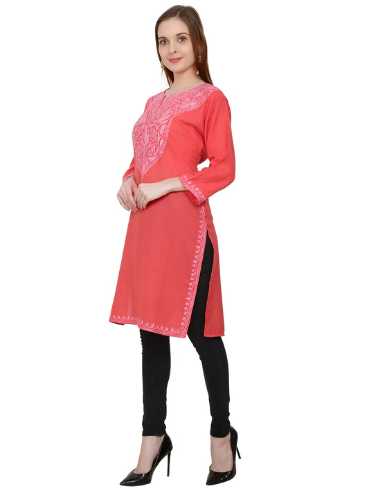 Kashmir Gallery Kashmiri Kurti for Women Cotton Kurti with Embrith Charming Embroidery
