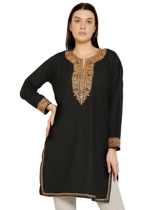 Kashmir Gallery Kashmiri Kurti for Women Cotton Kurti with Embroidery Long A Line Kurtis with Charming Embroidery