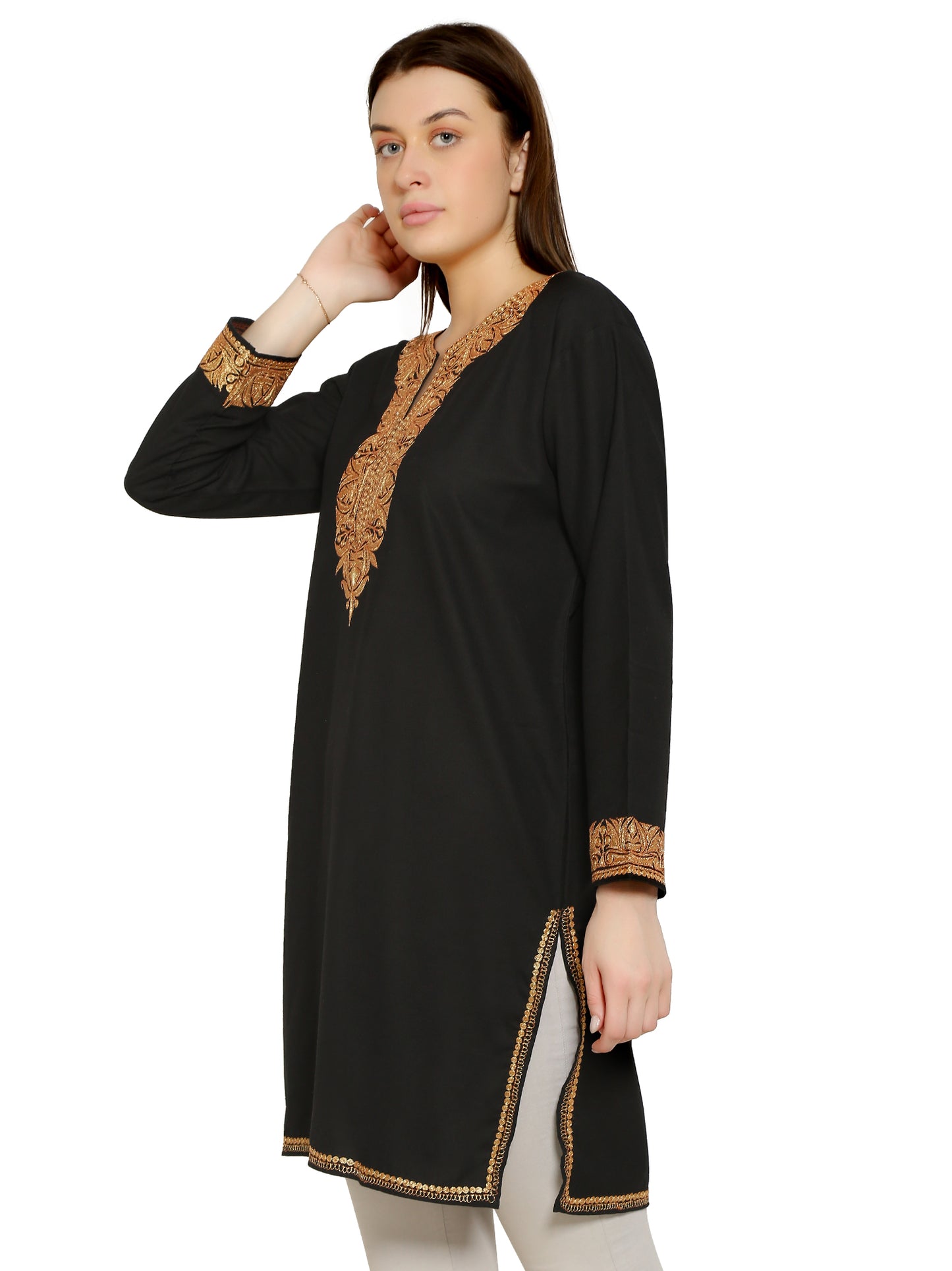 Kashmir Gallery Kashmiri Kurti for Women Cotton Kurti with Embroidery Long A Line Kurtis