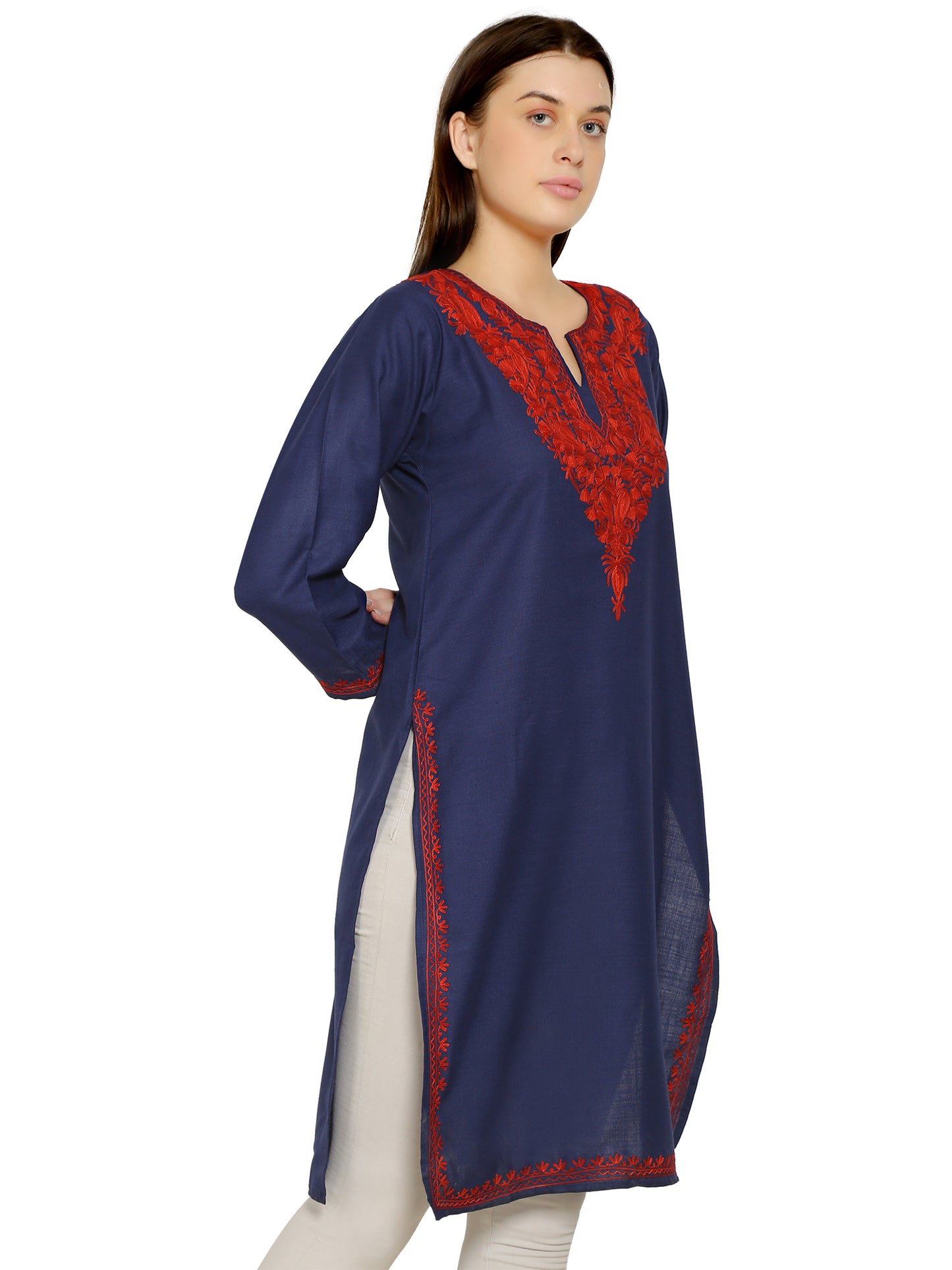 Kashmir Gallery Kashmiri Kurti for Women Cotton Kurti with Embroidery Long A Line Kurtis
