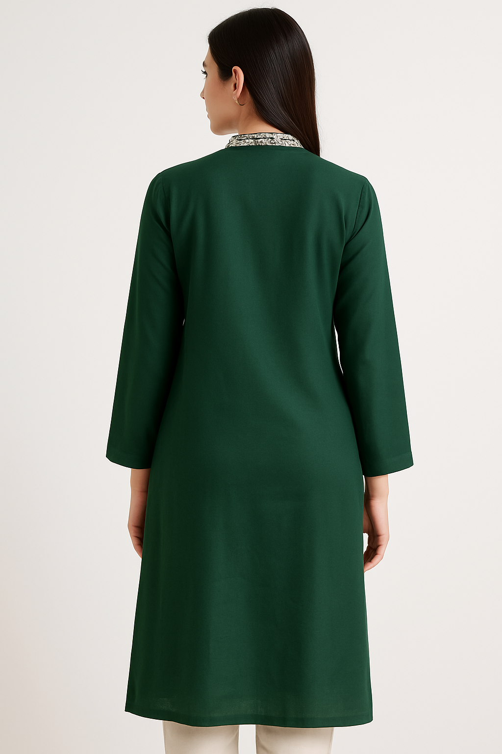 Kashmir Gallery Kashmiri Kurti for Women Cotton Kurti with Embroidery - Green2