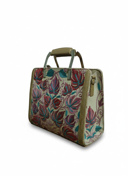 Women Hand Bag | Sling | With Kashmiri Embroidery - Beige