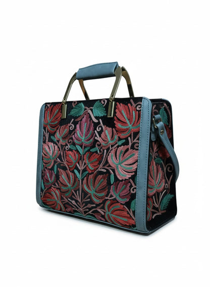 Women Hand Bag | Sling | With Kashmiri Embroidery - Black-2