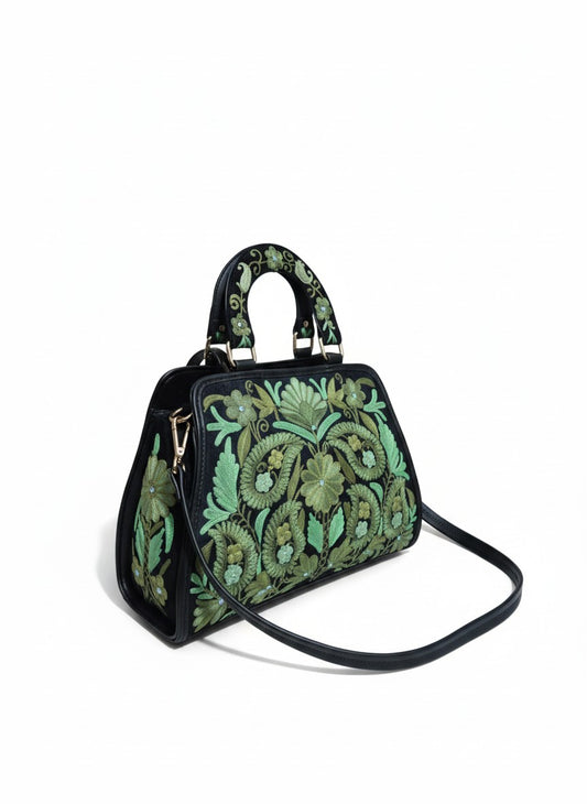 Women Hand Bag | Sling | With Kashmiri Embroidery - Black
