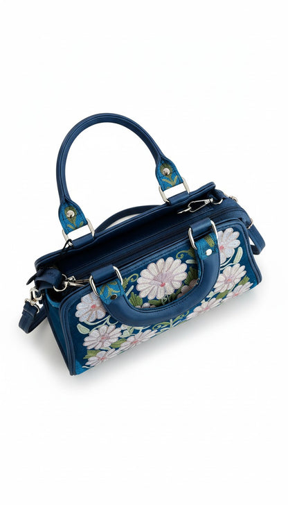 Women Hand Bag | Sling | With Kashmiri Embroidery - Blue-2