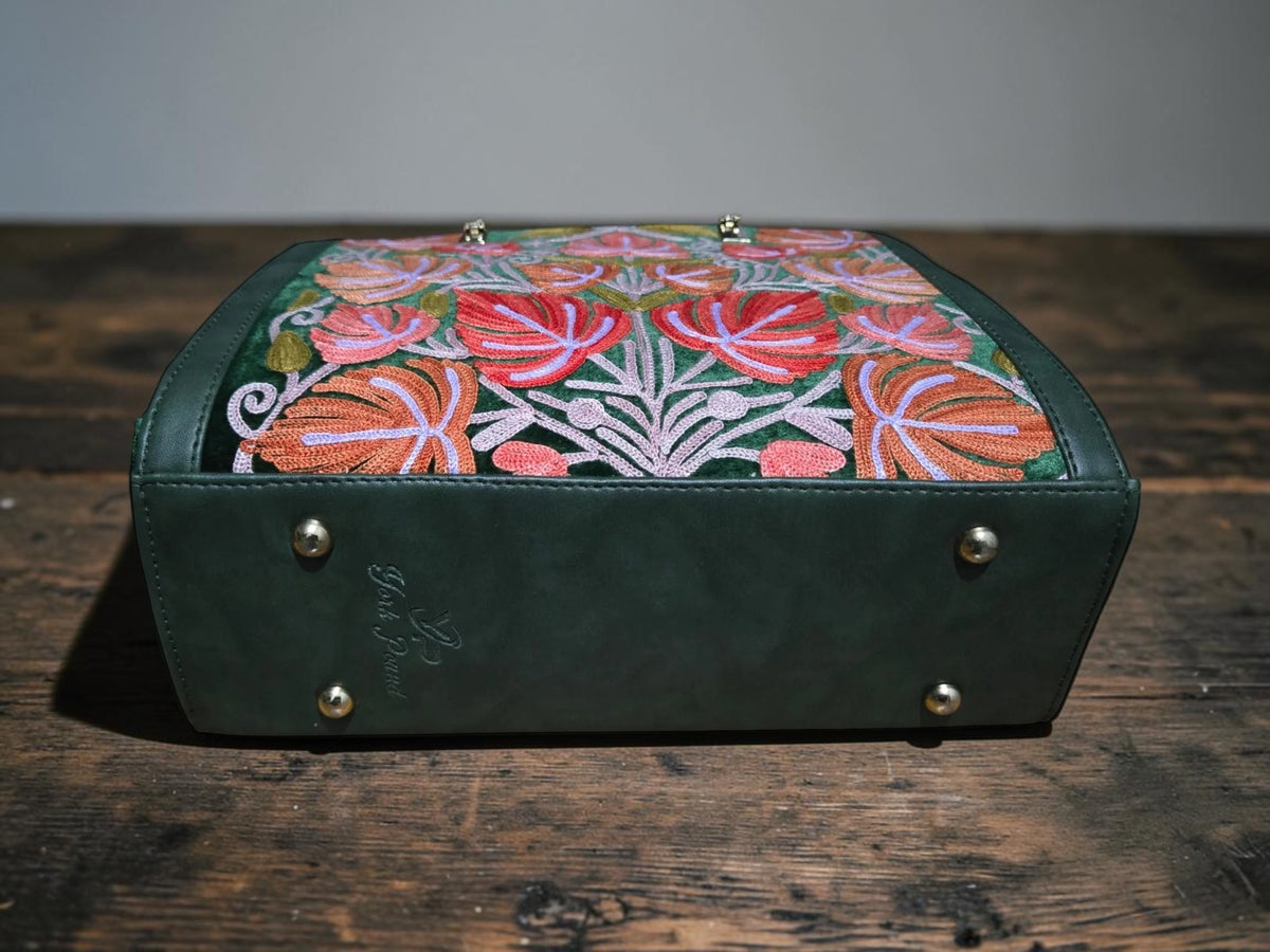 Women Hand Bag | Sling | With Kashmiri Embroidery - Green