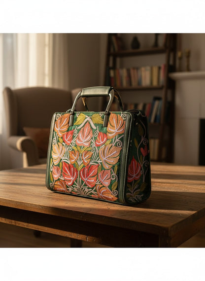Women Hand Bag | Sling | With Kashmiri Embroidery - Green