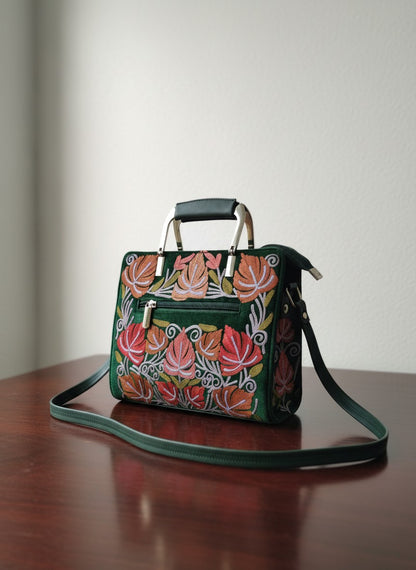 Women Hand Bag | Sling | With Kashmiri Embroidery - Green