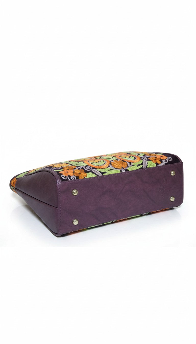 Women Hand Bag | Sling | With Kashmiri Embroidery - Purple