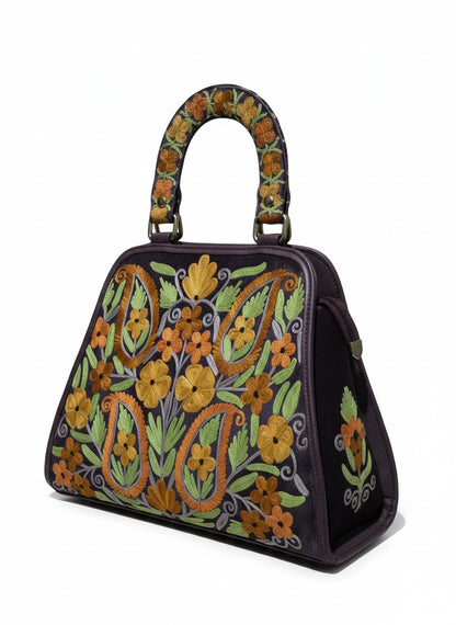 Women Hand Bag | Sling | With Kashmiri Embroidery - Purple