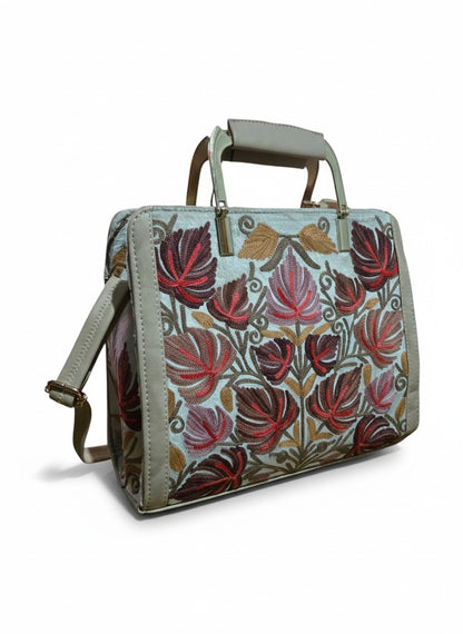 Women Hand Bag | Sling | With Kashmiri Embroidery - Silver