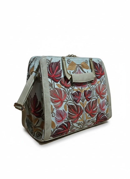 Women Hand Bag | Sling | With Kashmiri Embroidery - Silver