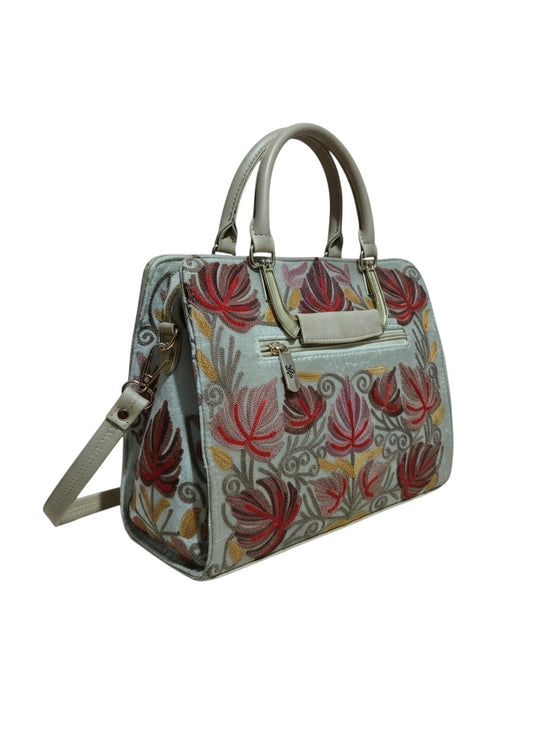 Women Hand Bag | Sling | With Kashmiri Embroidery - Silver