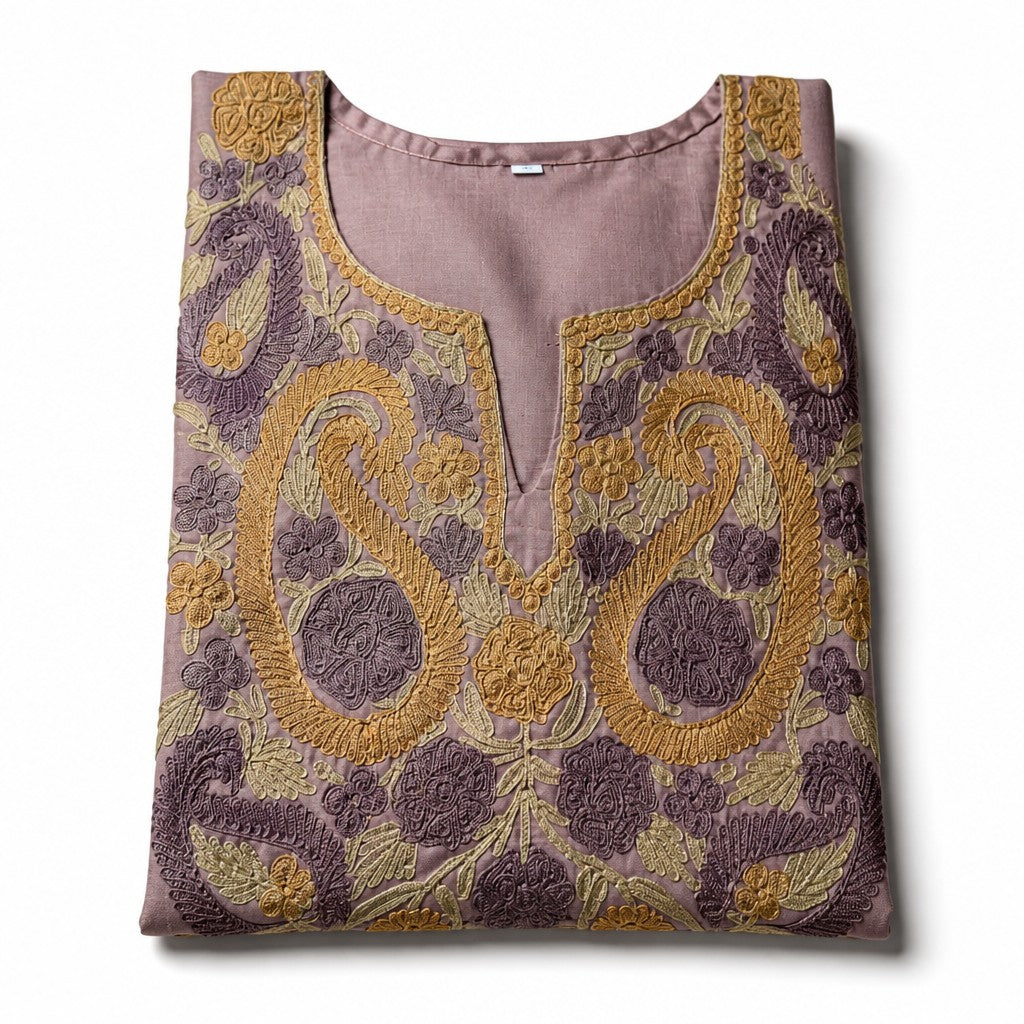 Kashmiri Kurti for Women Cotton Kurti with Embroidery - XL | Pink
