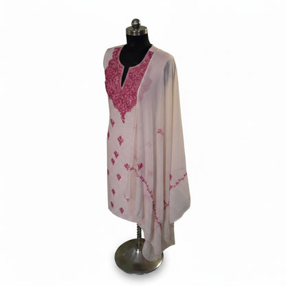 Women Cotton Suits with Kashmiri Embroidery Unstitched Dress Material - Cream2