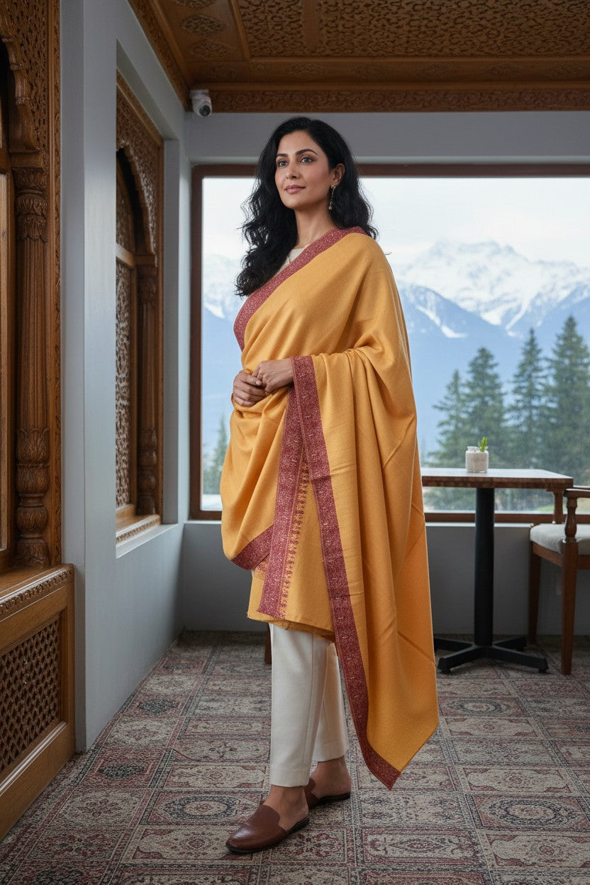 Kashmiri Pashmina shawl with Sozni Embroidery | Elegant Winter Wrap | Traditional Ethnic Wear for Women - White (Copy)