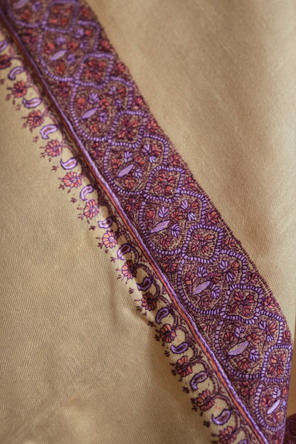 Kashmiri Pashmina shawl with Sozni Embroidery | Elegant Winter Wrap | Traditional Ethnic Wear for Women - White (Copy)