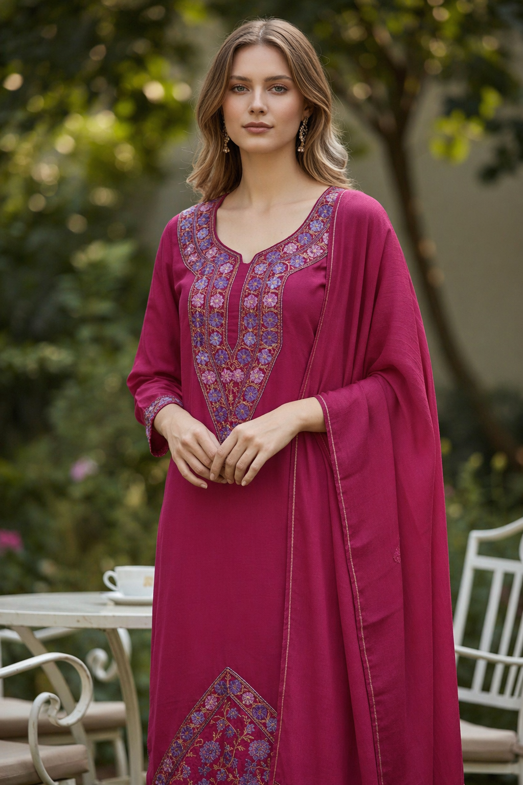 Women Cotton Suits with Kashmiri Embroidery Salwar Suits - Tomato Red