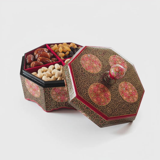 Handcrafted Kashmiri Paper Mache Wooden Dry Fruit Treasure Box