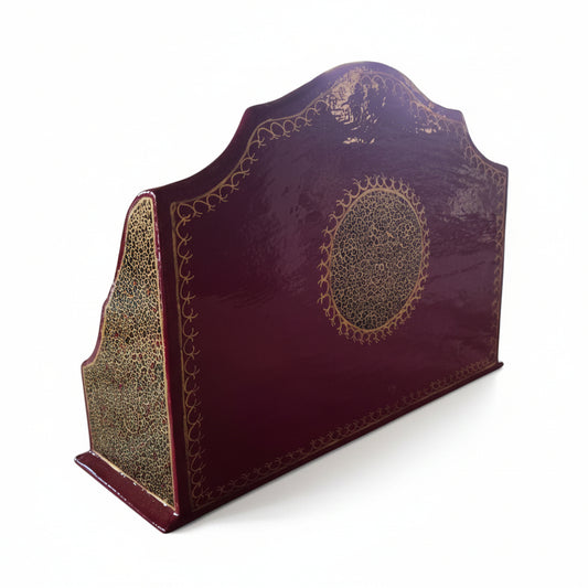 Kashmir Gallery - Paper Mache Letter Rack Painted with Embroidery- Maroon