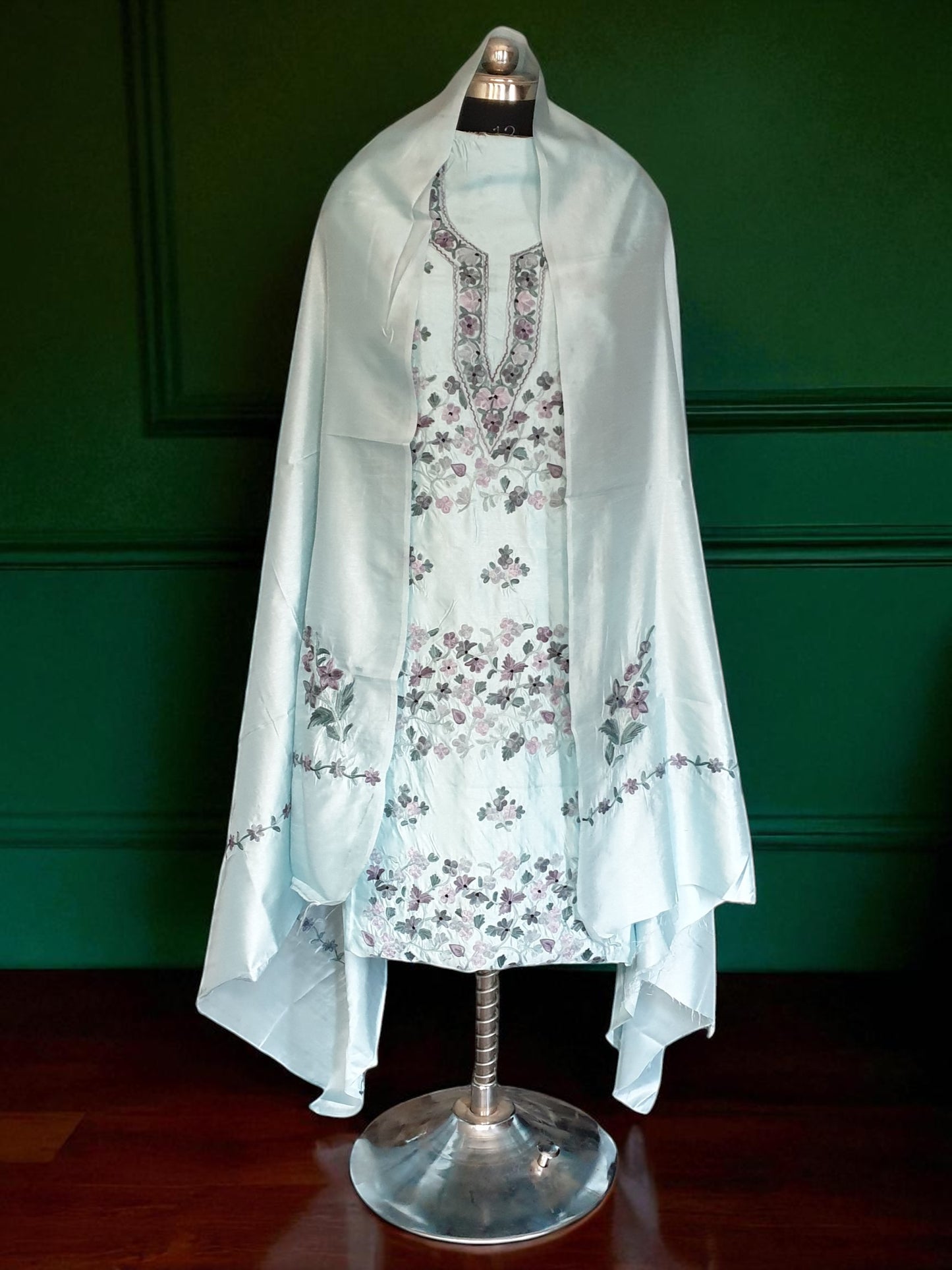Women Silk Suits with Kashmiri Embroidery Unstitched Dress Material Salwar Suits