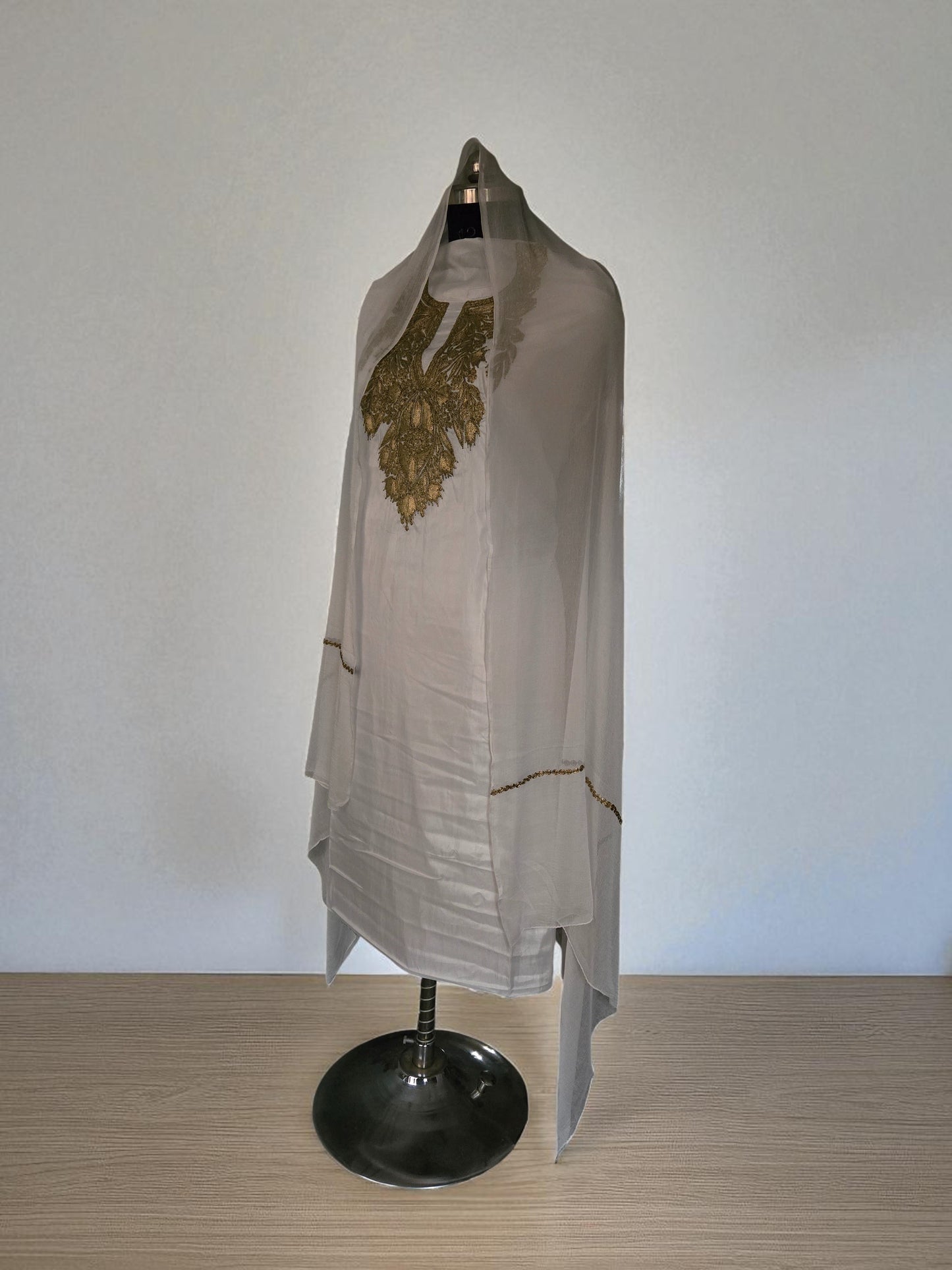 Women Silk Suits with Kashmiri Embroidery Unstitched Dress Material Salwar Suits -offwhite