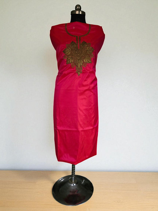 Women Silk Suits with Kashmiri Embroidery Unstitched Dress Material Salwar Suits -red