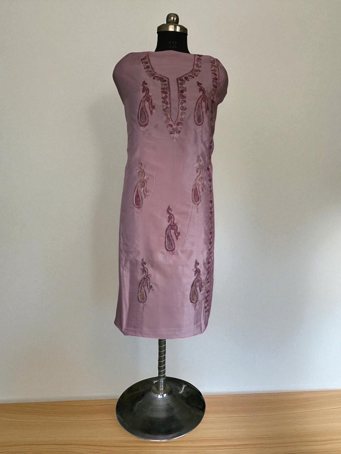 Women Silk Suits with Kashmiri Embroidery Unstitched Dress Material Salwar Suits -pink
