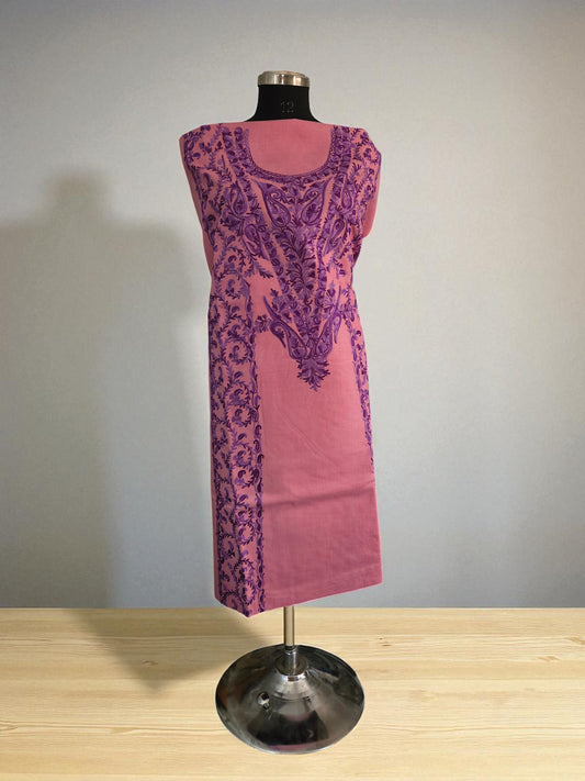 Women Cotton Suits with Kashmiri Embroidery Salwar Suits -rani pink3