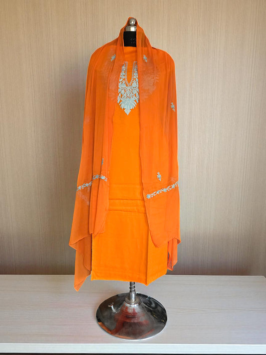 Women Cotton Suits with Kashmiri Embroidery Salwar Suits -Orange