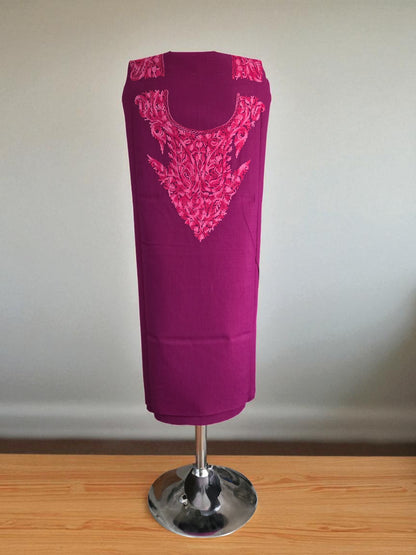 Women Cotton Suits with Kashmiri Embroidery Salwar Suits -rani pink2