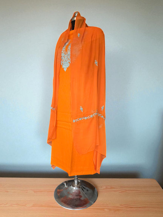 Women Cotton Suits with Kashmiri Embroidery Salwar Suits -Orange