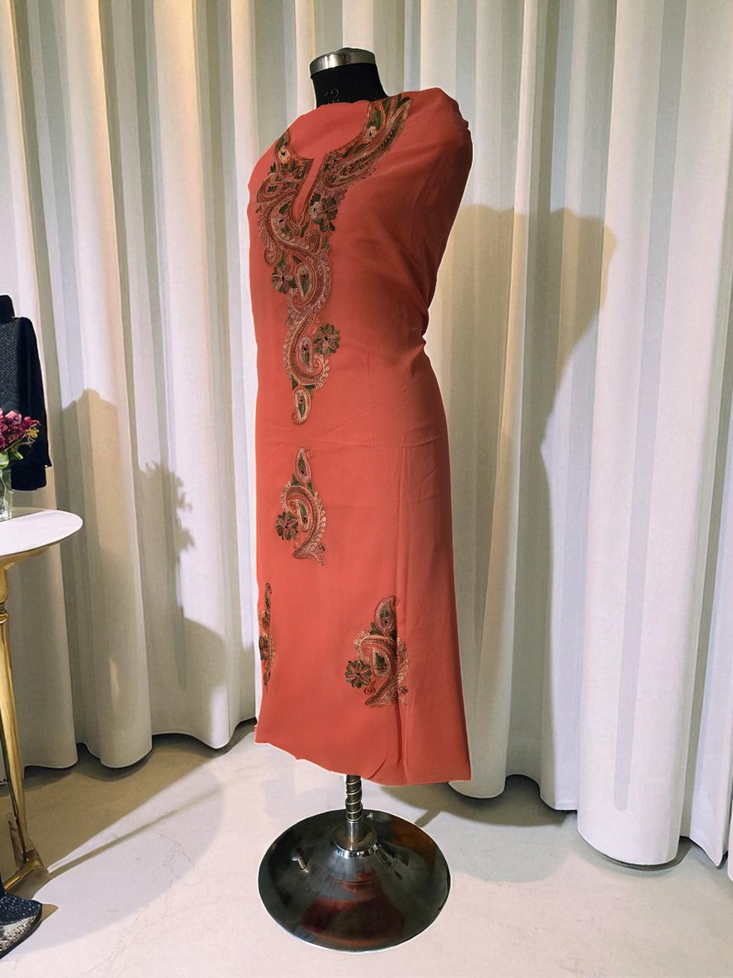 Georgette  suits with Kashmiri Embroidery Salwar Suits - pink