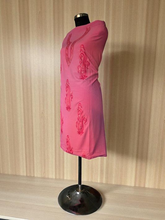 Women Cotton Suits with Hand Kashmiri Embroidery Unstitched Dress Material Salwar Suits -pink