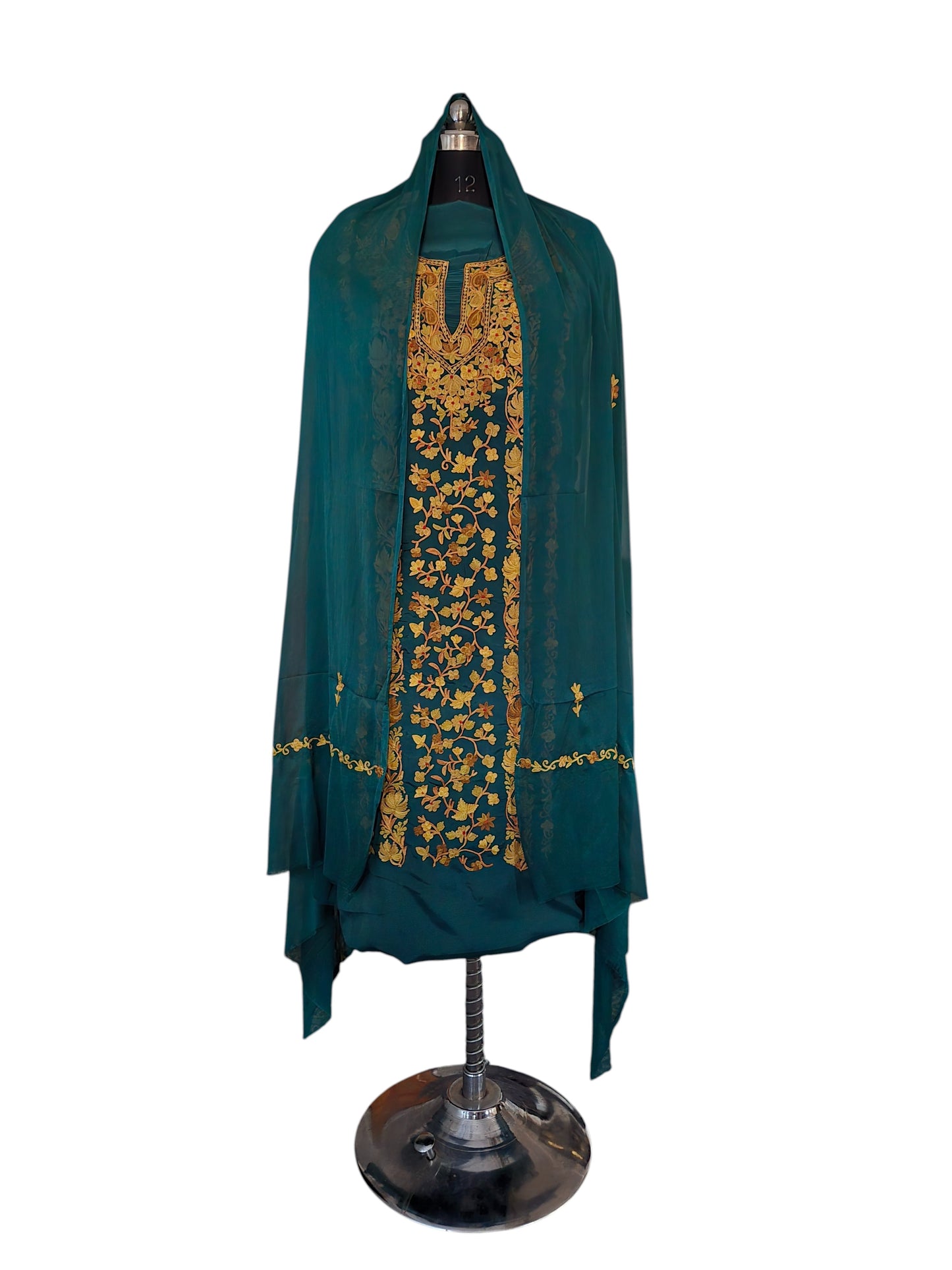 Georgette  suits with Kashmiri Embroidery Salwar Suits - teal